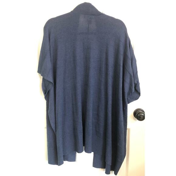 NWT Joan Voss Cardigan Size Medium Dark Blue Wool Blend Open Front Dolman Sleeve - Picture 6 of 6